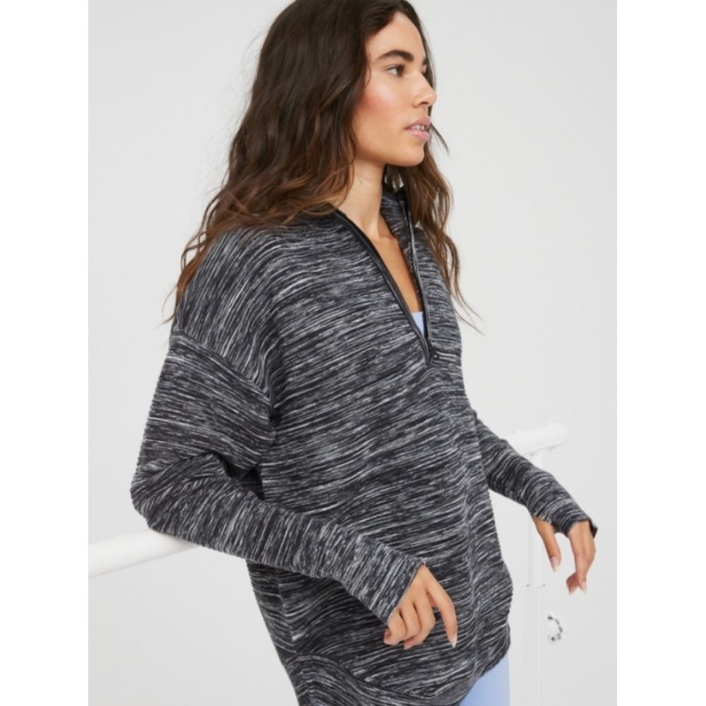 AERIE OFFLINE Quarter Zip Pullover Space Dye Women Size XS Thumbhole Mock Neck